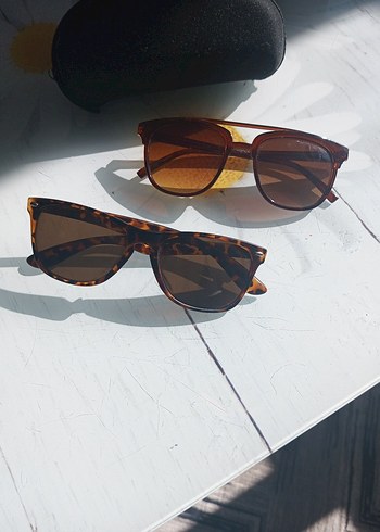 Şeffaf Kahverengi Retro Kadın Güneş Gözlüğü - Görsel 5