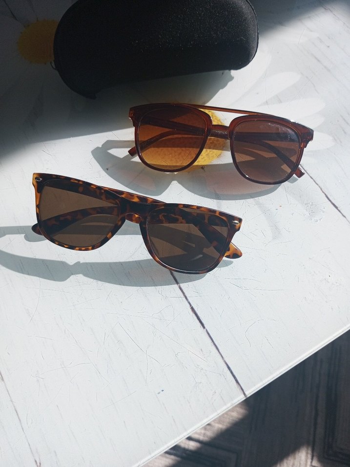 Şeffaf Kahverengi Retro Kadın Güneş Gözlüğü - Görsel 5