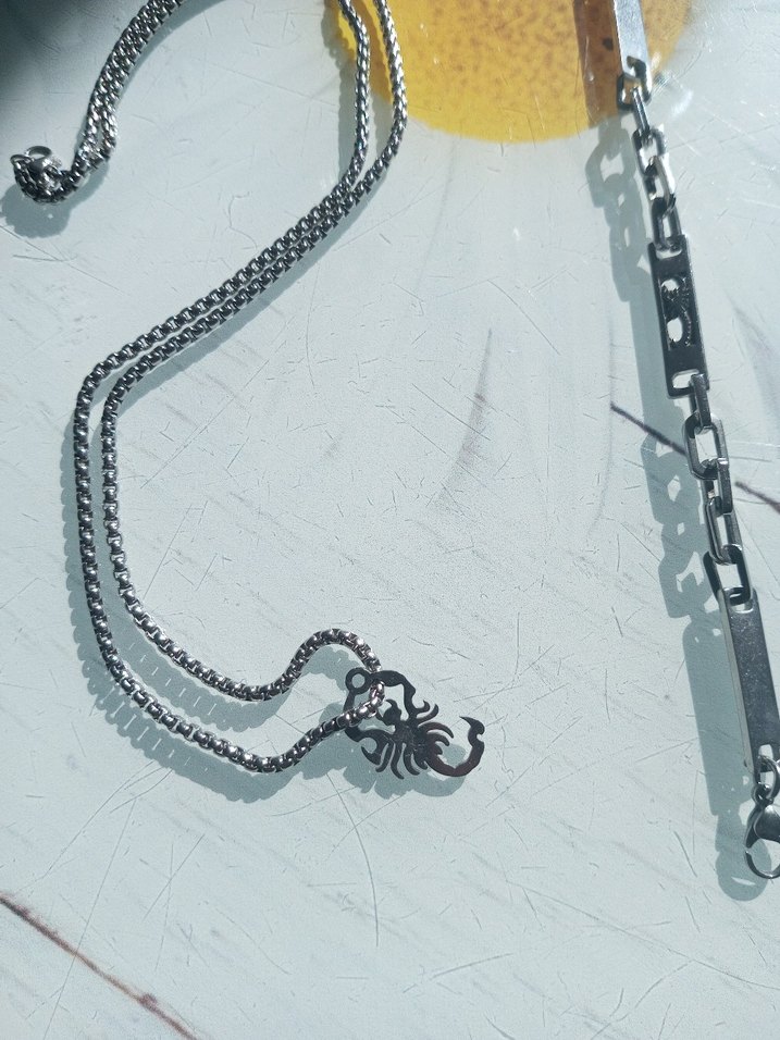 Gri Erkek Minimalist Zincir Kolye - Görsel 2