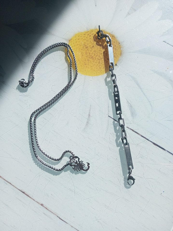 Gri Erkek Minimalist Zincir Kolye - Görsel 3