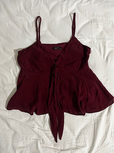 Bordo Askılı Bluz