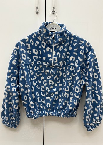 Kadın Renkli Leopar Desenli Polar Sweat