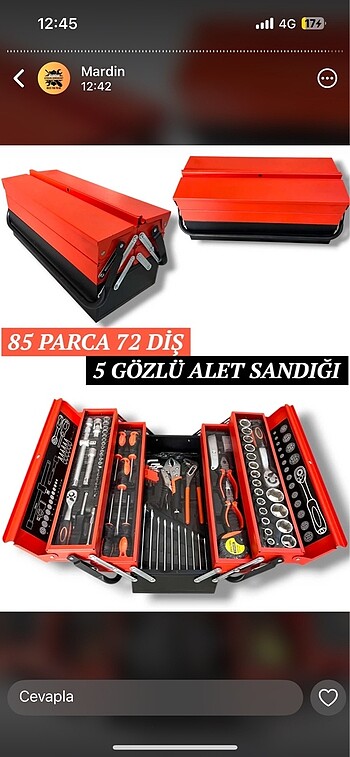 Metal sandık çanta 85 parça 72 diş full set