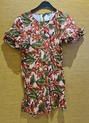 Çiçekli kısa kollu mini elbise - Görsel 2