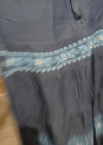 universal Beden Kadın Lacivert Pilili Midi Denim Etek