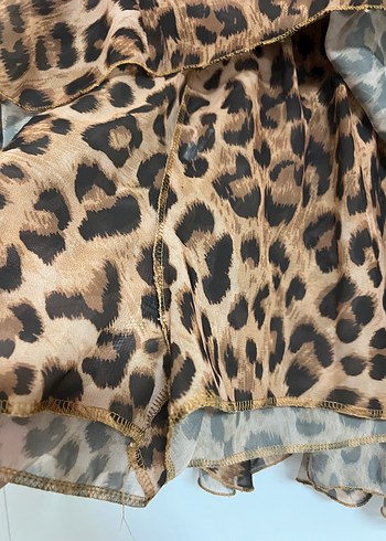 Leopar Desenli Fırfırlı Mini Etek - Görsel 4