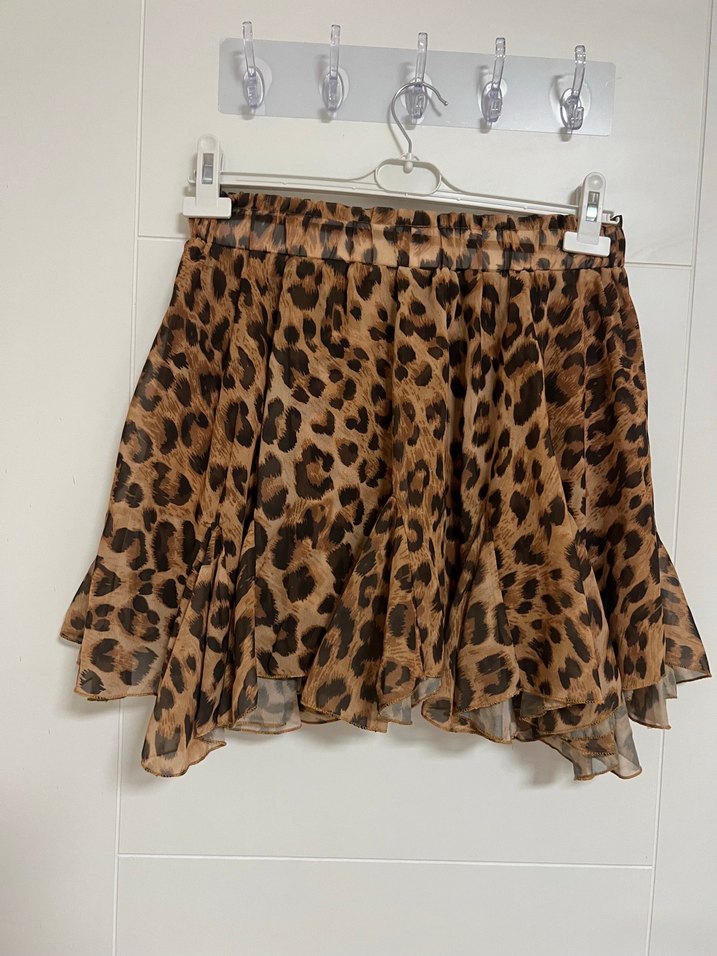 Leopar Desenli Fırfırlı Mini Etek - Görsel 3