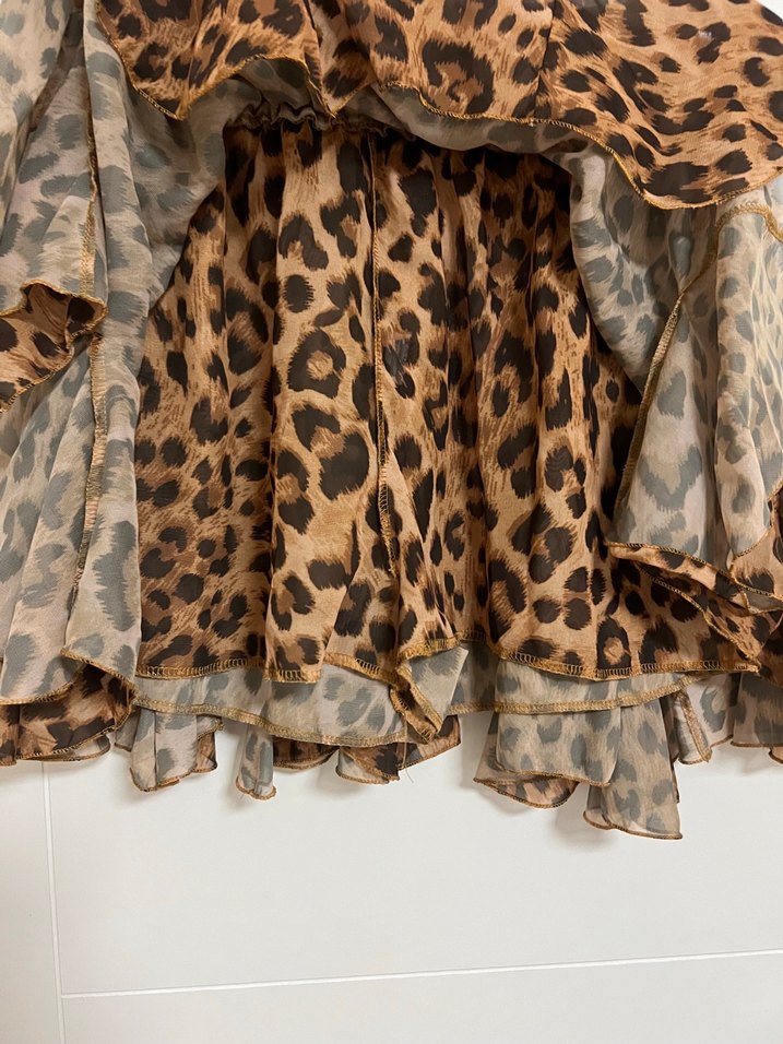 Leopar Desenli Fırfırlı Mini Etek - Görsel 2