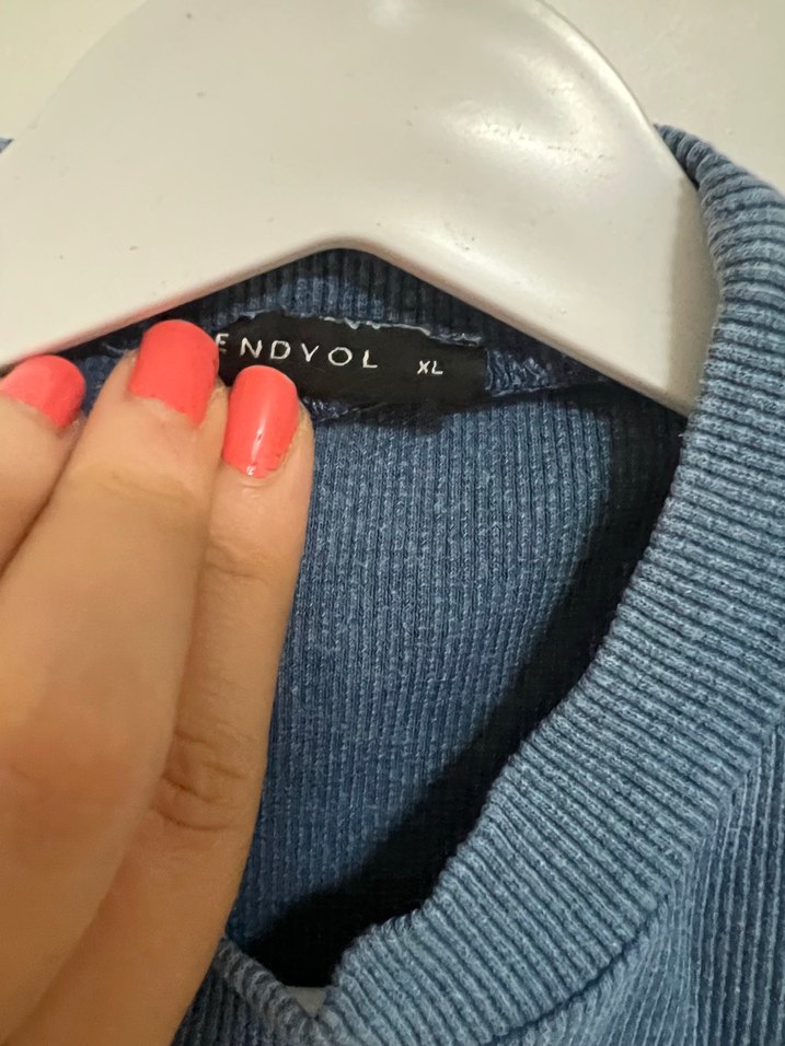 Lacivert Yüksek Yakalı Denim Midi Elbise - Görsel 5