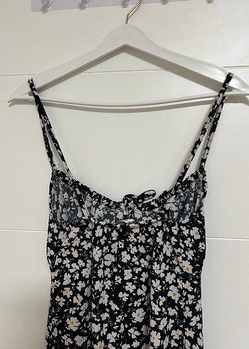 İnce Askılı Siyah Midi Elbise - Görsel 8