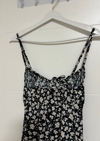 İnce Askılı Siyah Midi Elbise - Görsel 6