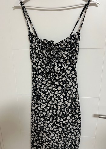 İnce Askılı Siyah Midi Elbise - Görsel 12