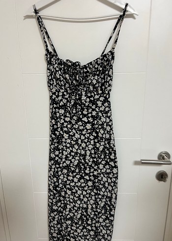 İnce Askılı Siyah Midi Elbise - Görsel 13