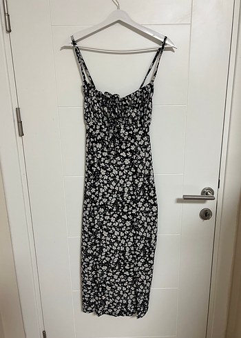 İnce Askılı Siyah Midi Elbise - Görsel 10