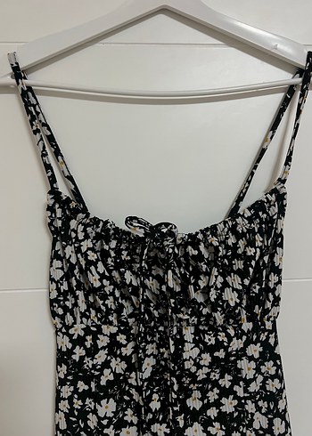 İnce Askılı Siyah Midi Elbise - Görsel 4