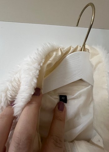 Beyaz Peluş Yumuşak Kadın Ceket - Görsel 6