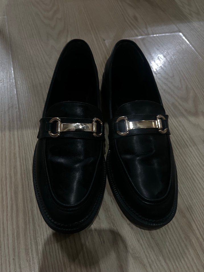 Kadın Klasik Altın Tokalı Deri Loafer - Görsel 2