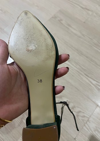 Yeşil Süet Stiletto Tokalı Kadın Topuklu - Görsel 5