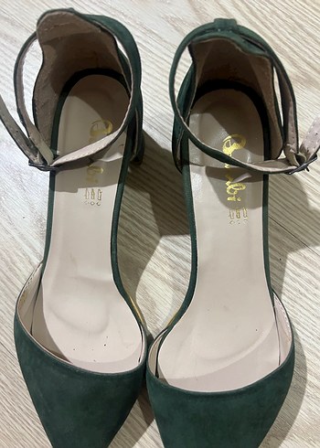 Yeşil Süet Stiletto Tokalı Kadın Topuklu - Görsel 8