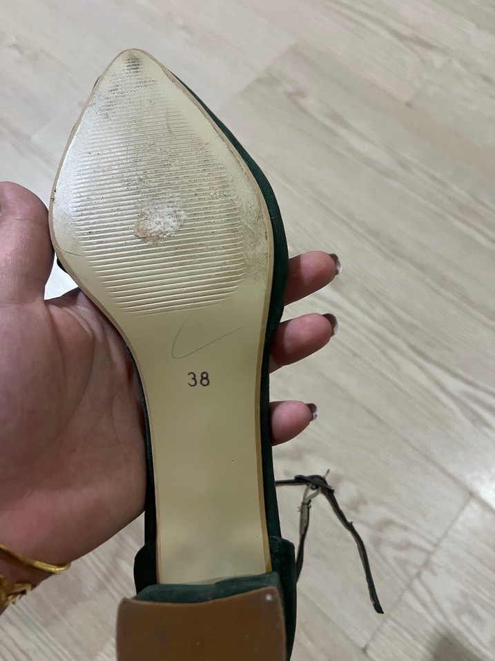 Yeşil Süet Stiletto Tokalı Kadın Topuklu - Görsel 5