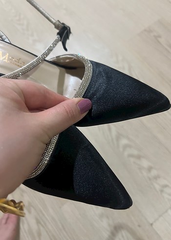 Parlak Siyah Yılan Desenli Stiletto Topuklu Ayakkabı - Görsel 6