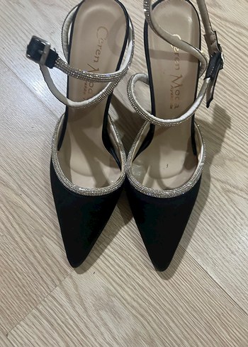 Parlak Siyah Yılan Desenli Stiletto Topuklu Ayakkabı - Görsel 11