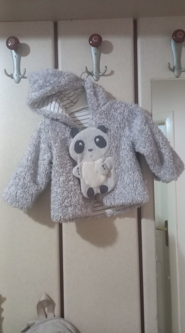 Kapüşonlu Gri Erkek Çocuk Kürklü Mont - Görsel 2