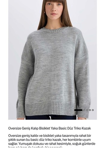 Defacto Oversize Gri Melanj Bisiklet Yaka Triko Kazak