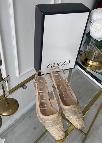 37 Beden Gucci taşlı transparan Stiletto