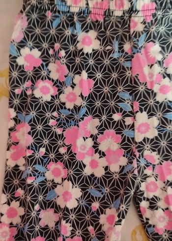 Pembe çiçek desenli kız çocuk tayt. - Görsel 2