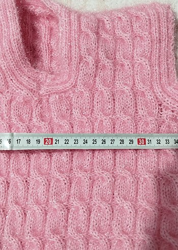 Kız Çocuk Pembe Örgü Süveter Simli - Görsel 3