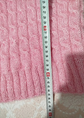 Kız Çocuk Pembe Örgü Süveter Simli - Görsel 4