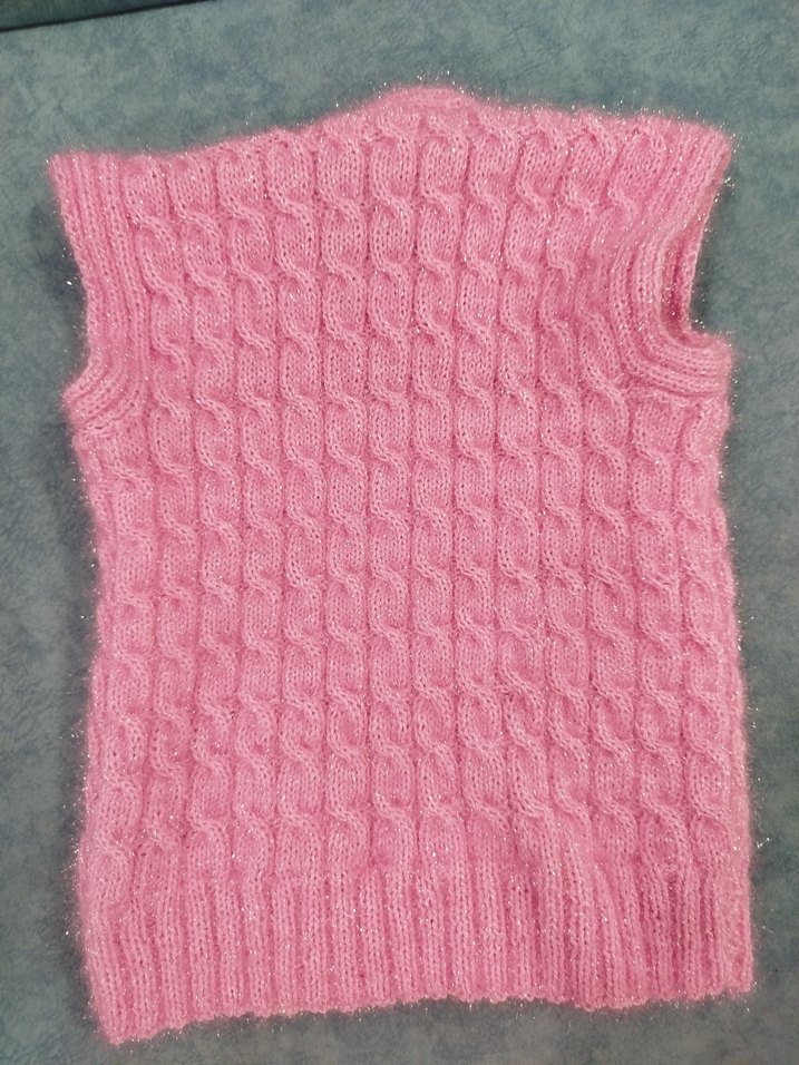 Kız Çocuk Pembe Örgü Süveter Simli - Görsel 2