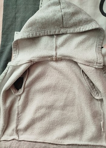 Kız Çocuk Gri Kapüşonlu Fermuarlı Yelek - Görsel 3