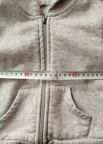 Kız Çocuk Gri Kapüşonlu Fermuarlı Yelek - Görsel 5