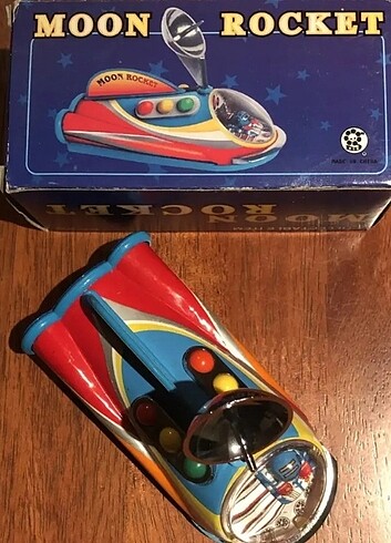  Beden Moon Rocket Teneke Uzay Aracı Kutusunda 