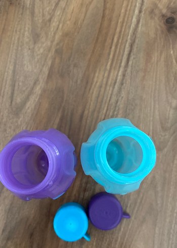 Tupperware Pastel Mavi ve Mor Plastik Su Şişeleri Tuppeware 310 ml