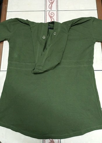 m Beden Uzun, Kapüşonlu, Fermuarlı Yeşil Sweatshirt