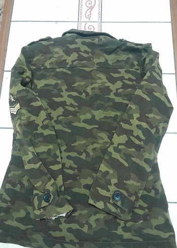 m Beden yeşil Renk asker model Düğmeli Kamuflaj Kadın mont ceket