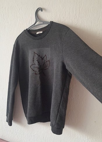 m Beden Gri Baskılı Erkek Sweatshirt