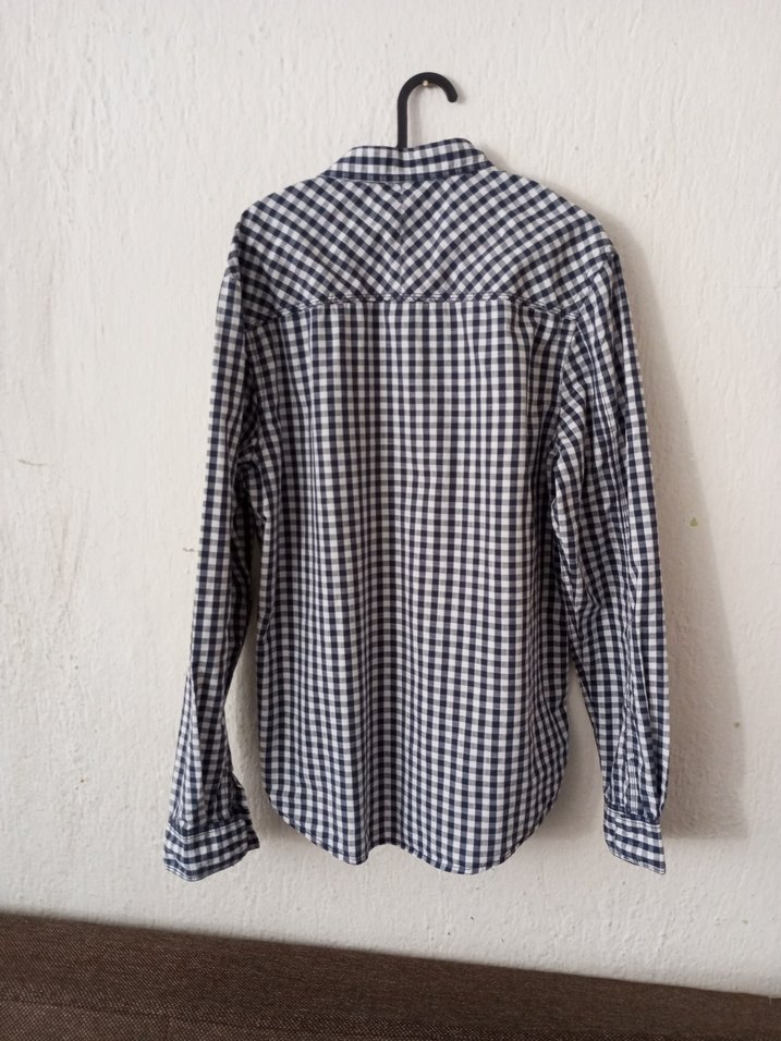 Gri Kareli Uzun Kollu Pamuklu Erkek Gömlek - Görsel 2