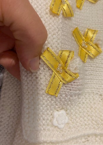 Nakışlı Beyaz Kız çocuk Hırka - Görsel 2