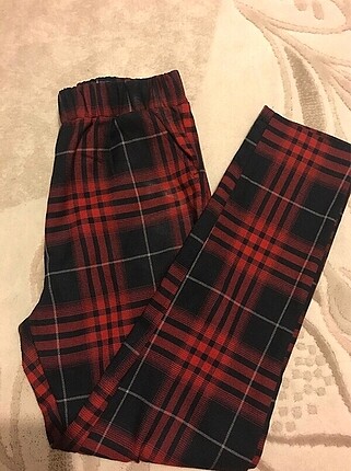Ekoseli beli lastikli pantolon