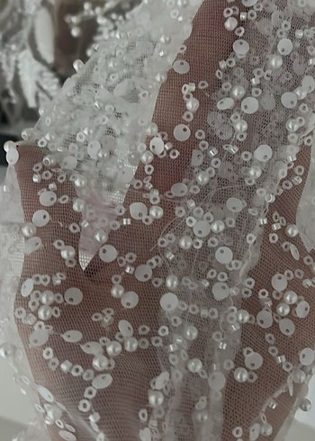 Uzun Kollu Beyaz A Kesim Gelinlik - Görsel 7