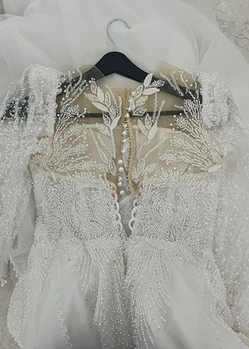 Uzun Kollu Beyaz A Kesim Gelinlik - Görsel 6