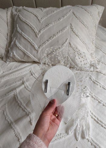 dantelli vualet şapka ve eldiven seti - Görsel 4