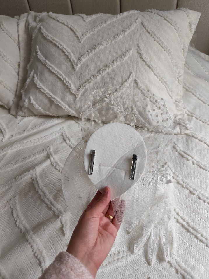 dantelli vualet şapka ve eldiven seti - Görsel 4