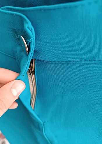 40 Beden Düğmeli Turkuaz Midi Kadın Etek