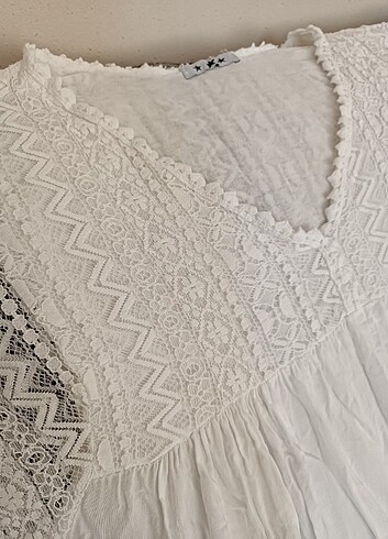 Beyaz Dantelli Elbise - Görsel 3