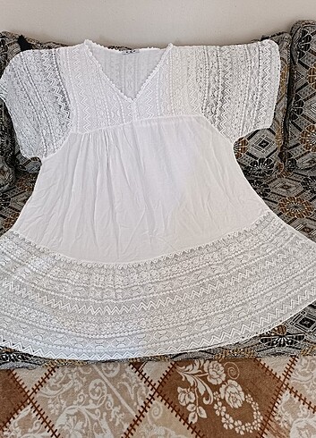 Beyaz Dantelli Elbise - Görsel 2